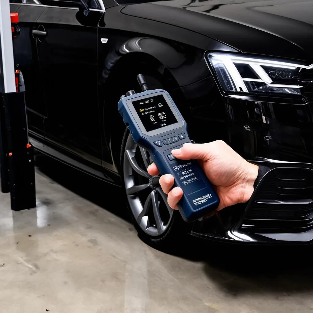 Mechanic Connecting OBD Scanner to Audi A3