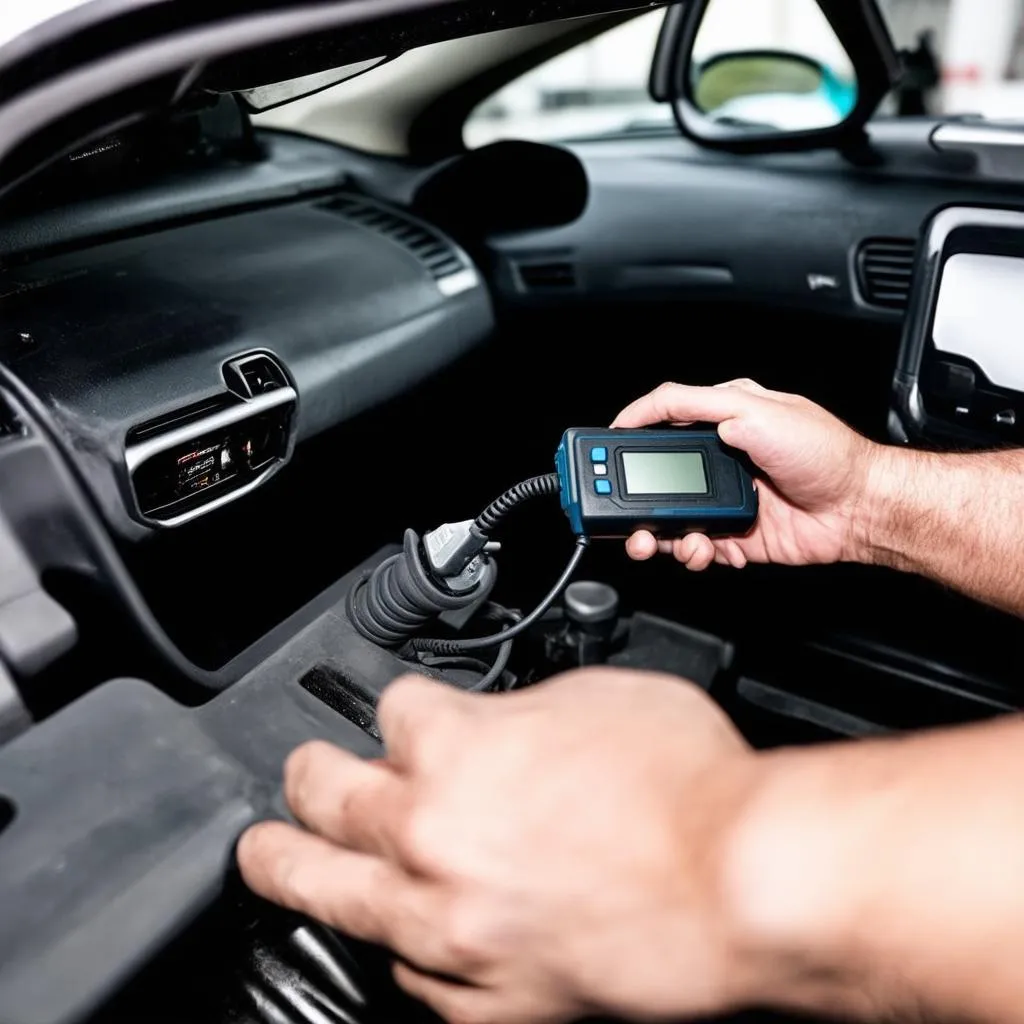 OBD Scanner Connected to a Citroen C5