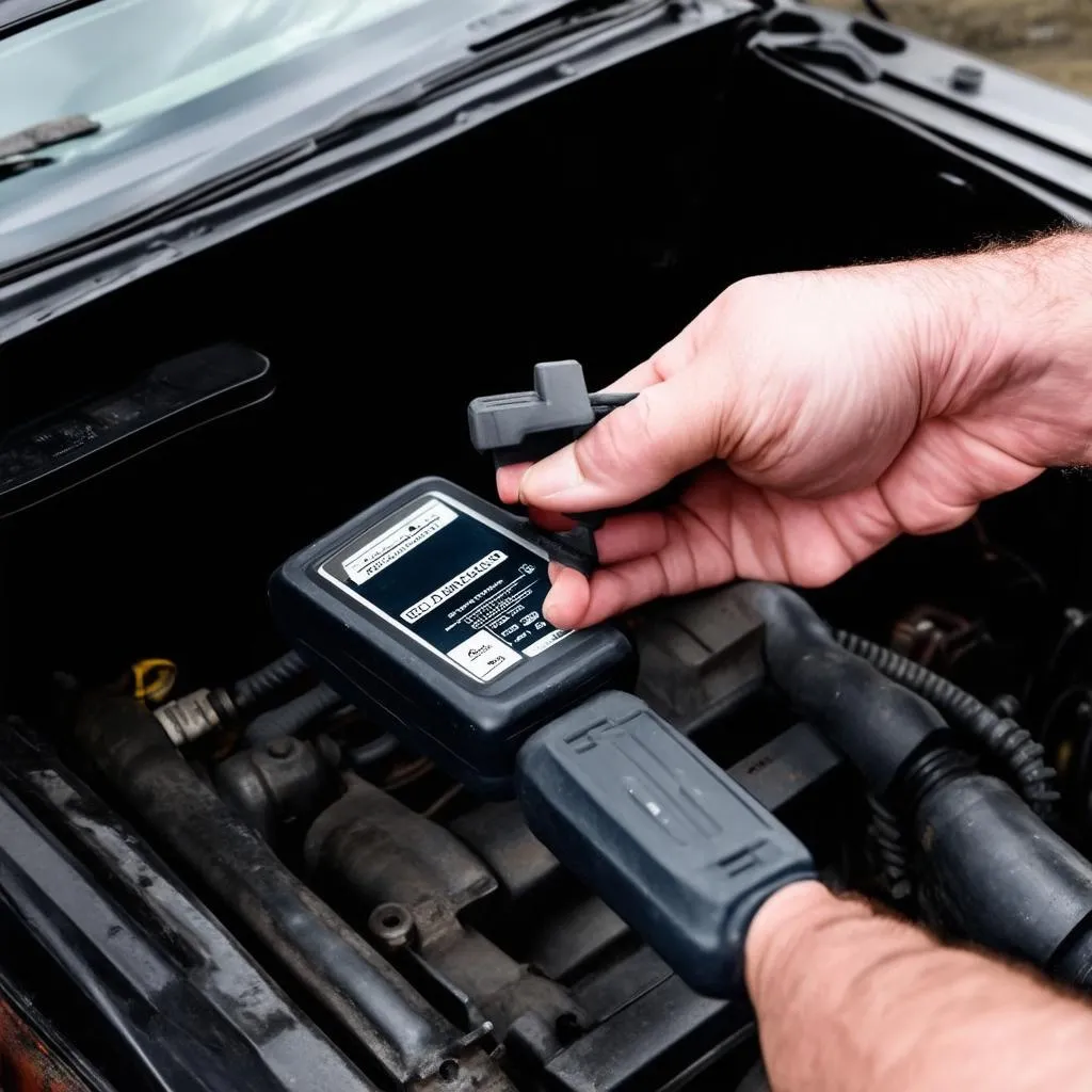 OBD Scanner Connected to Car