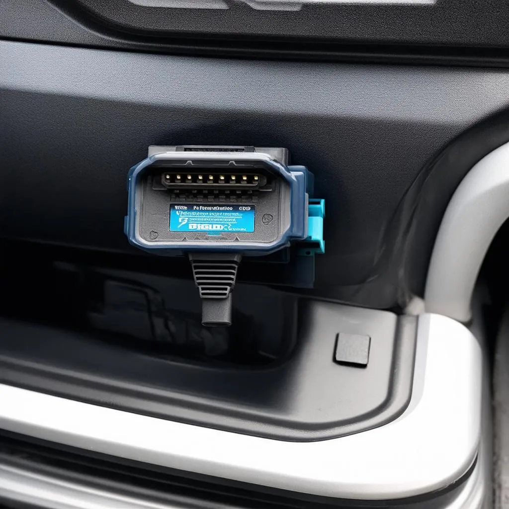 OBD scanner plugged into car's port