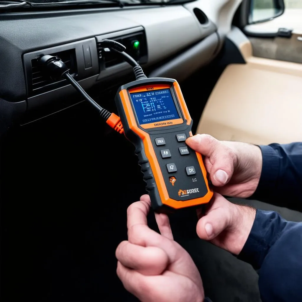 Mechanic Holding OBD Scanner