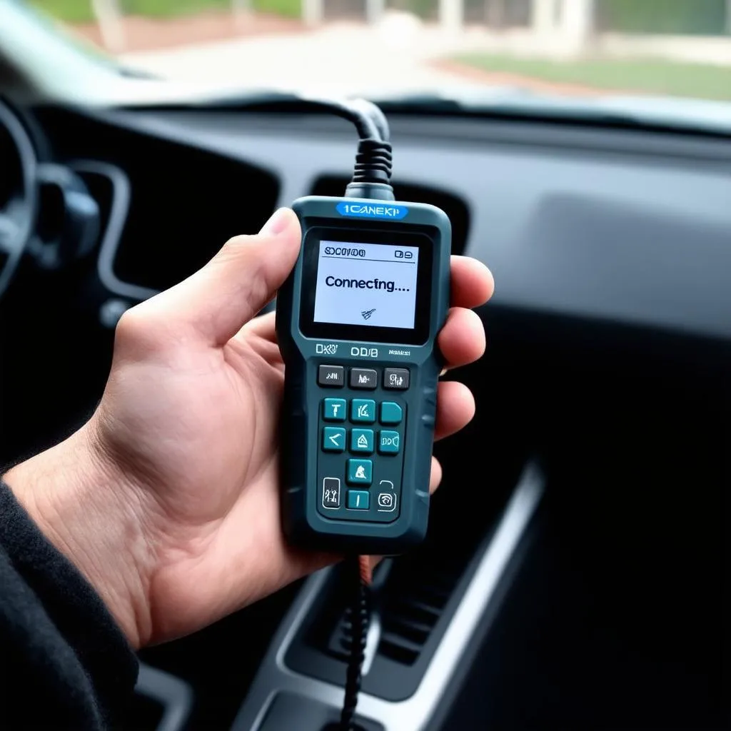 Hand Holding an OBD Scanner