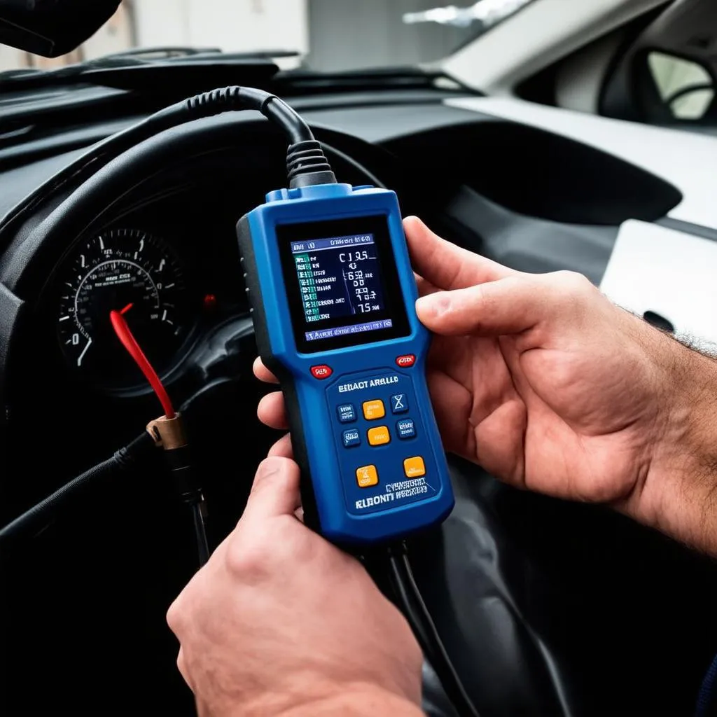 Mechanic Using OBD Scanner