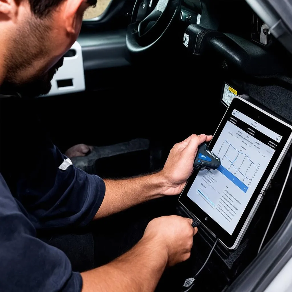 Mechanic Using OBD Scanner