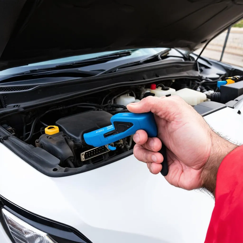 OBD Scanner Plugged into Corolla