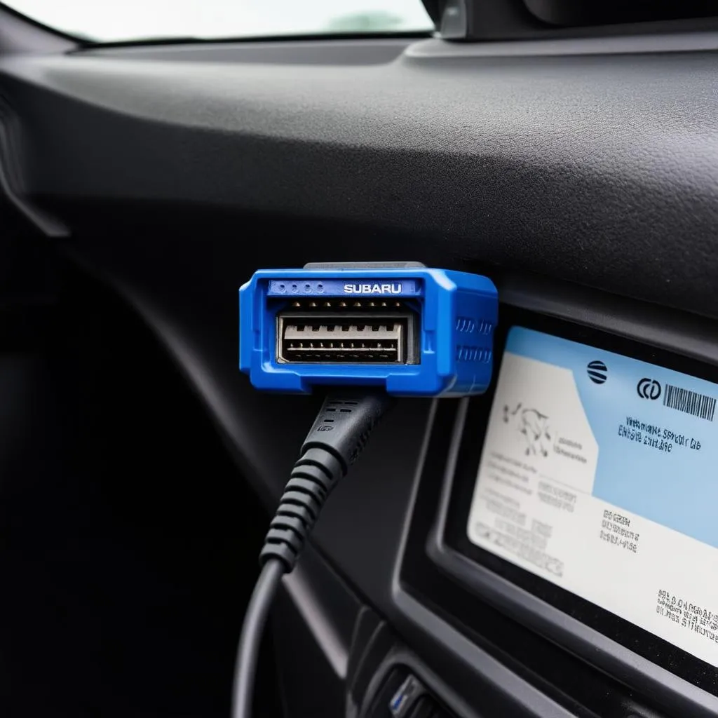 OBD Scanner Plugged into Subaru