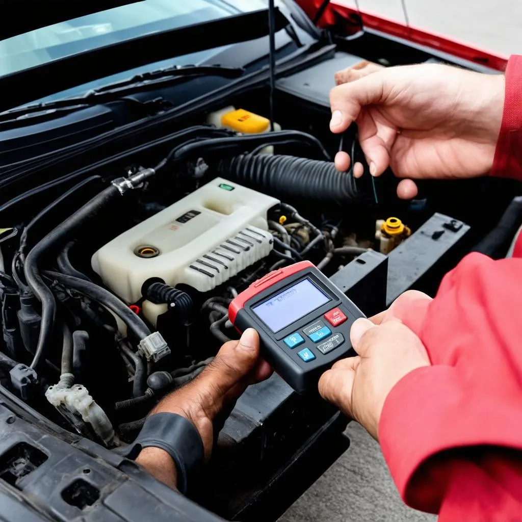 OBD2 Scanner connected to Hyundai Accent