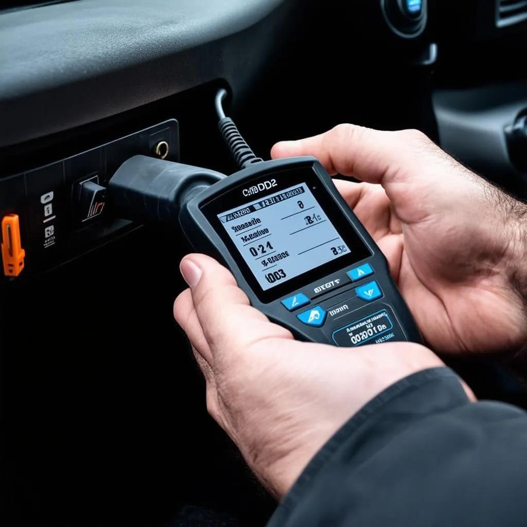 OBD2 scanner in use