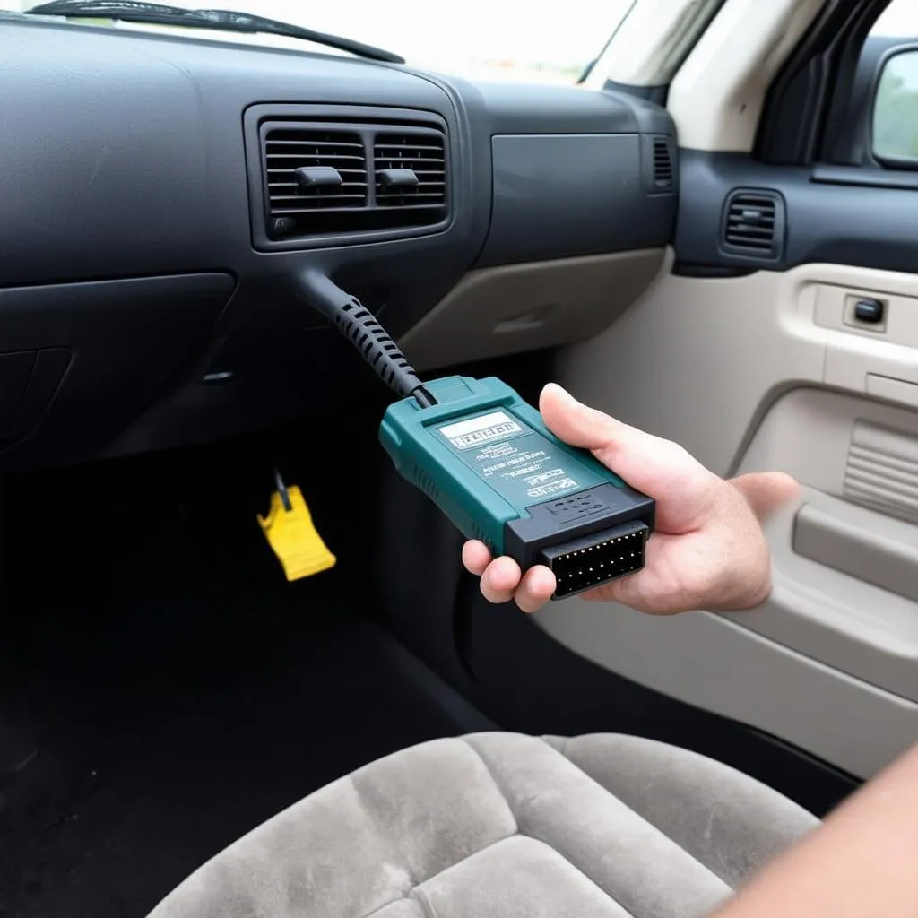 OBD2 Scanner plugged into a 2003 Chevy Trailblazer