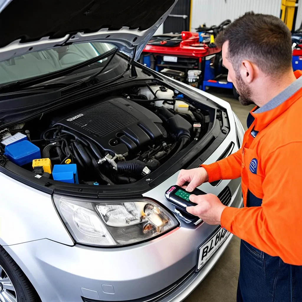 Saab OBD Reader Connected to Car