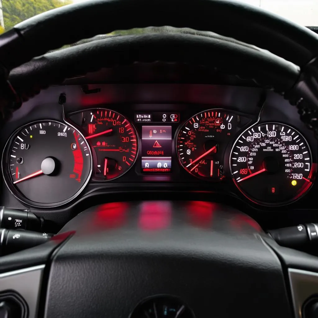 Truck Dashboard with Warning Lights