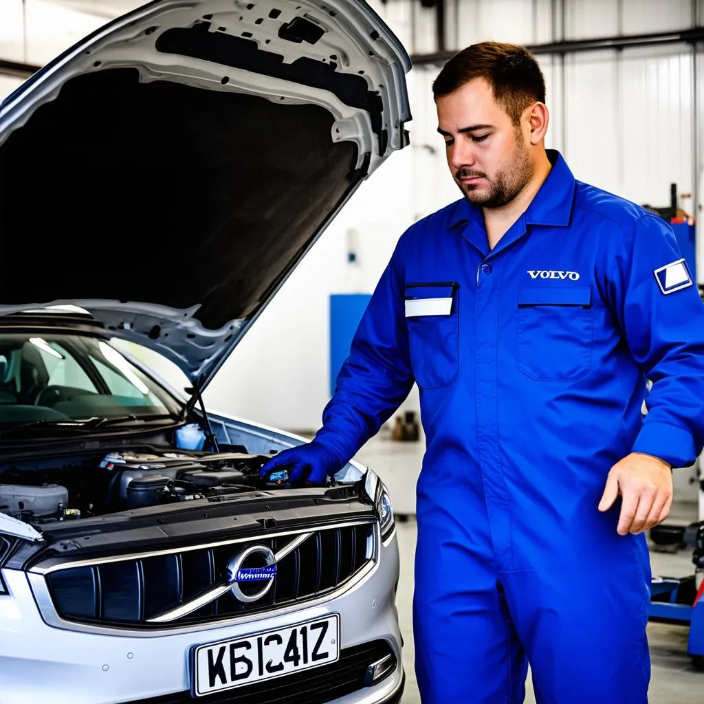 Volvo Mechanic Working