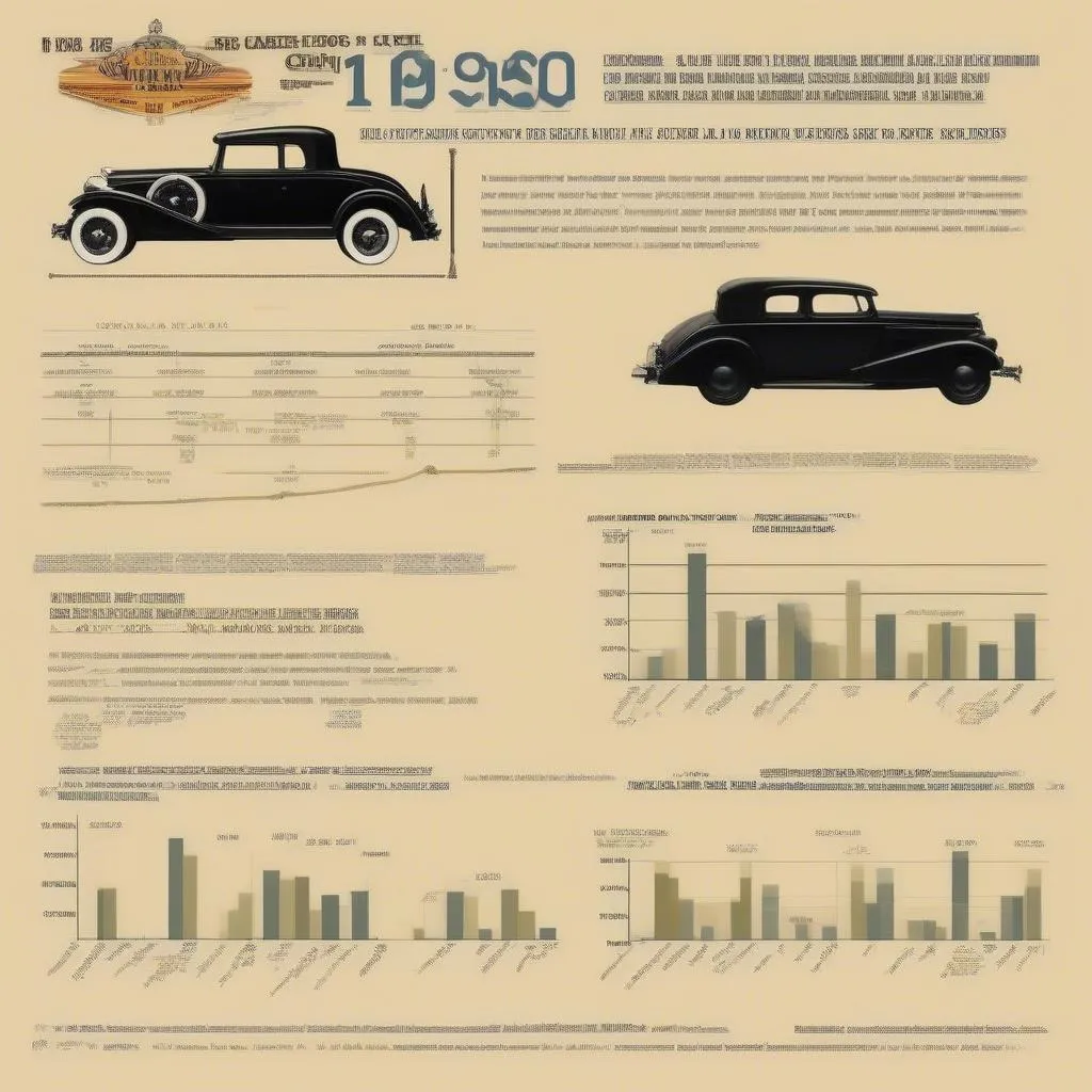 A 1930s chart showing the prices of various car models