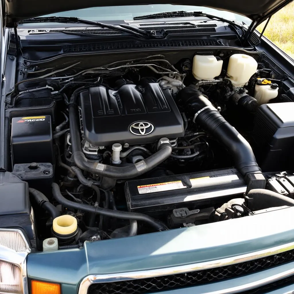 Engine Bay of a 2002 Toyota Tacoma