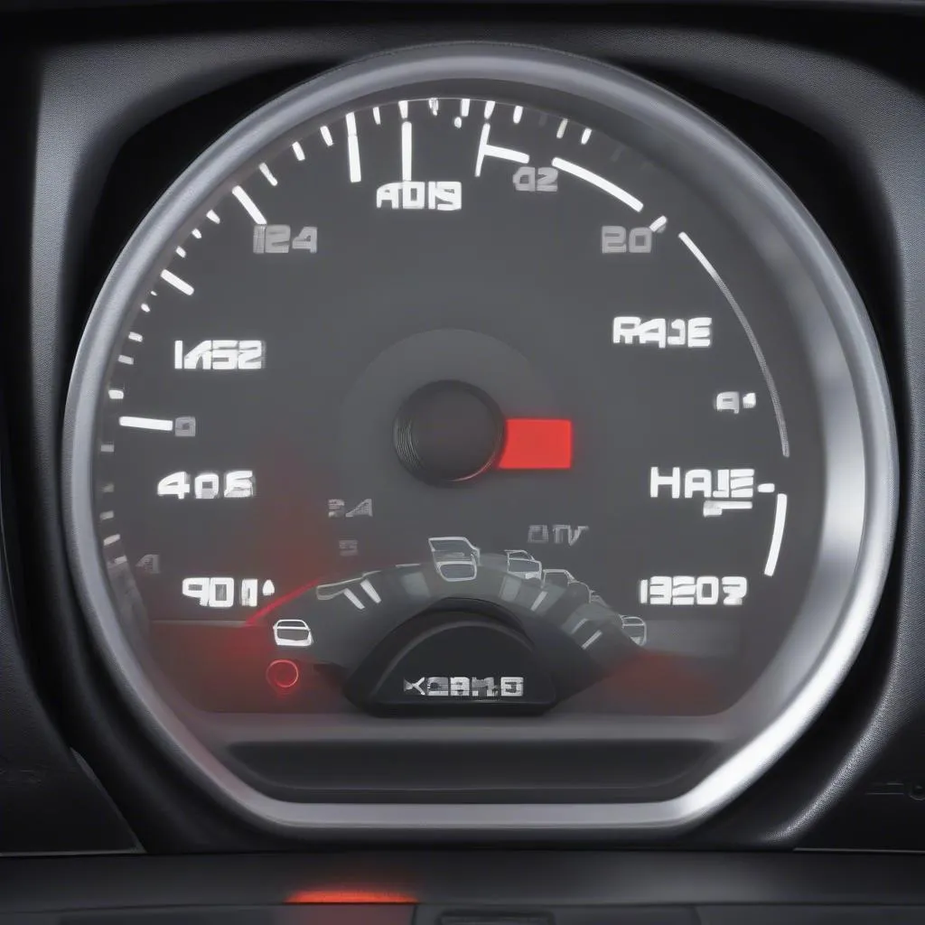 Dashboard of a 2010 Ford F150 with engine light on