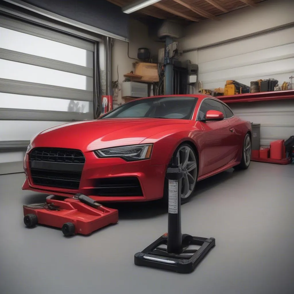 5-ton car jack in garage