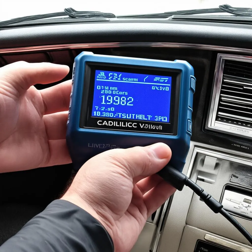 OBD2 scanner connected to a 1993 DeVille