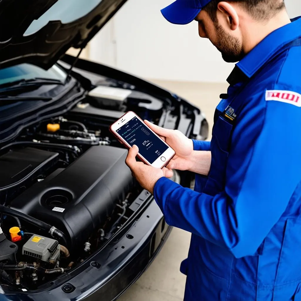 Mechanic Using OBD App