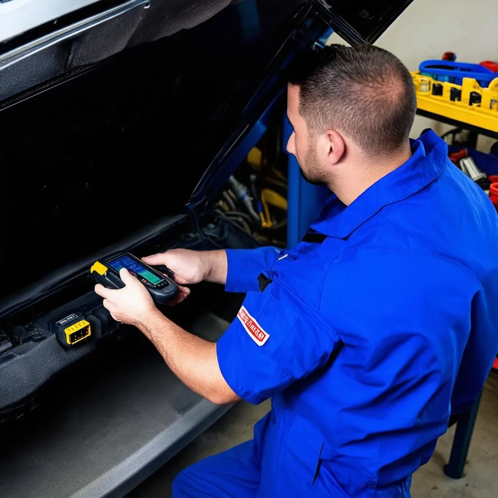 Mechanic using OBD Scanner