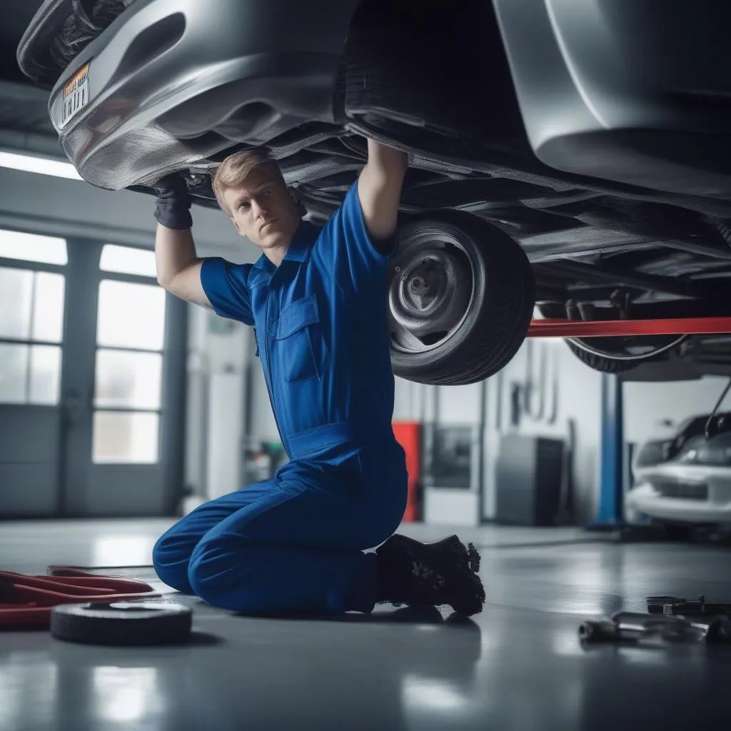 Mechanic Working Under a Car