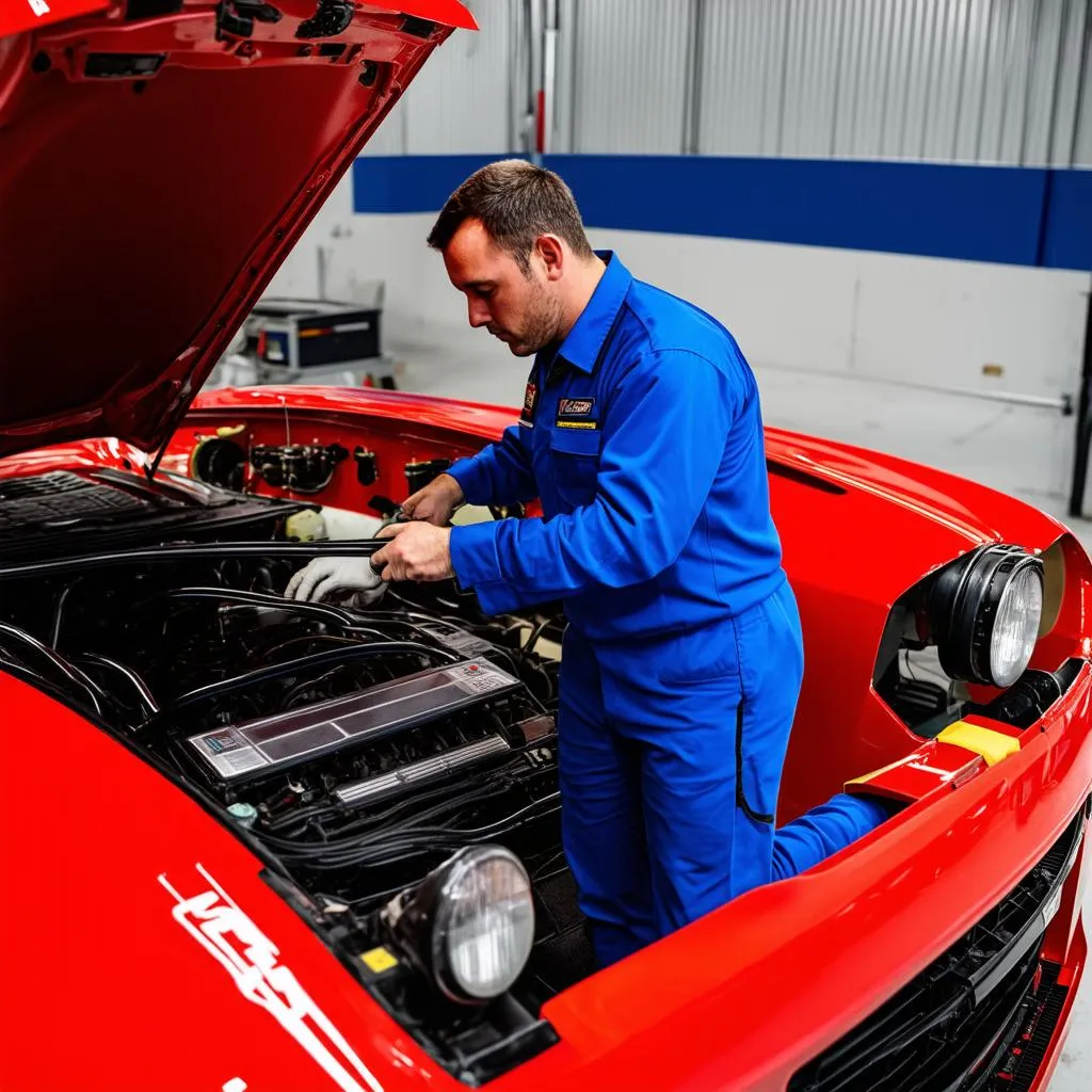 Mechanic Working on European Car