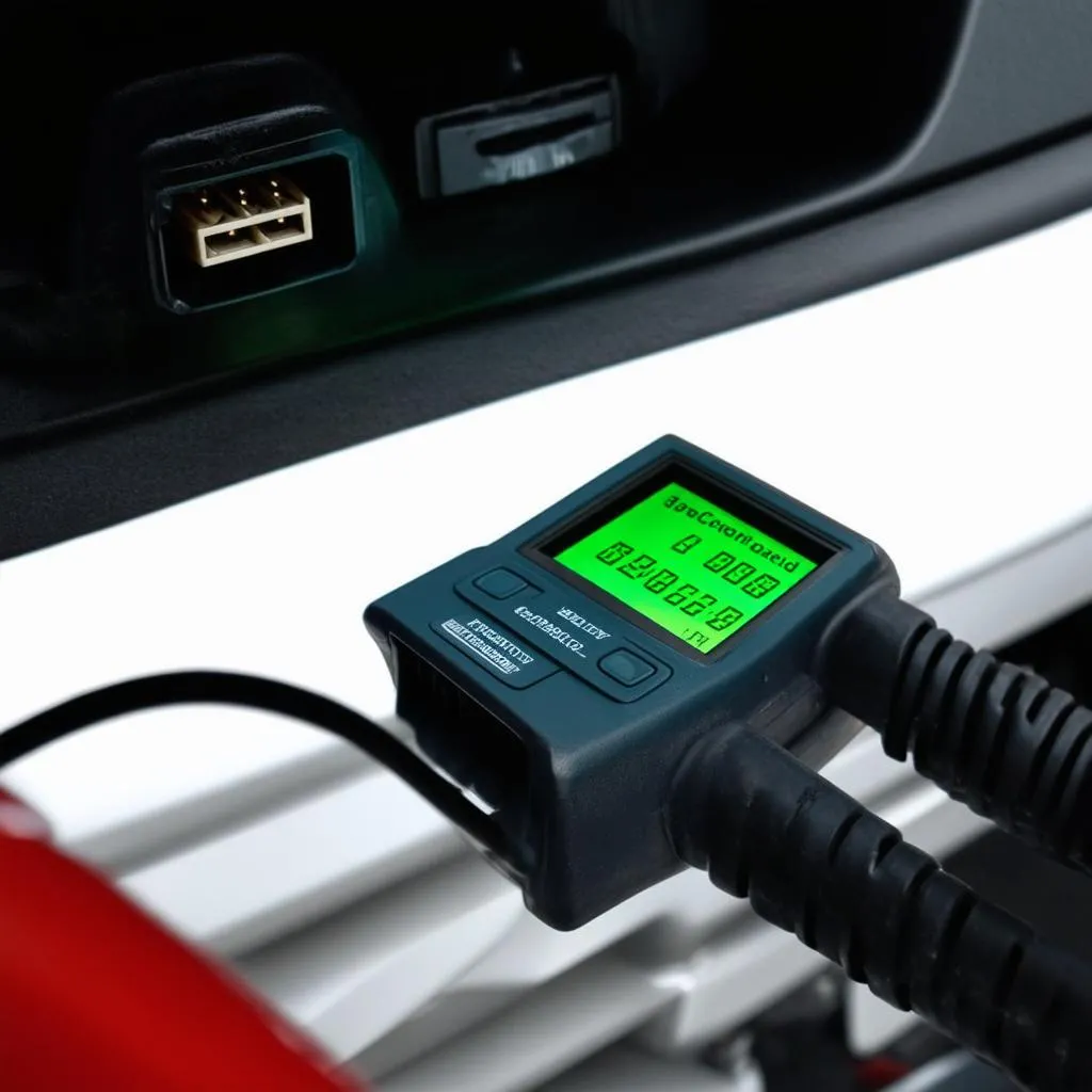 OBD-II Scanner Plugged into a Car's Diagnostic Port