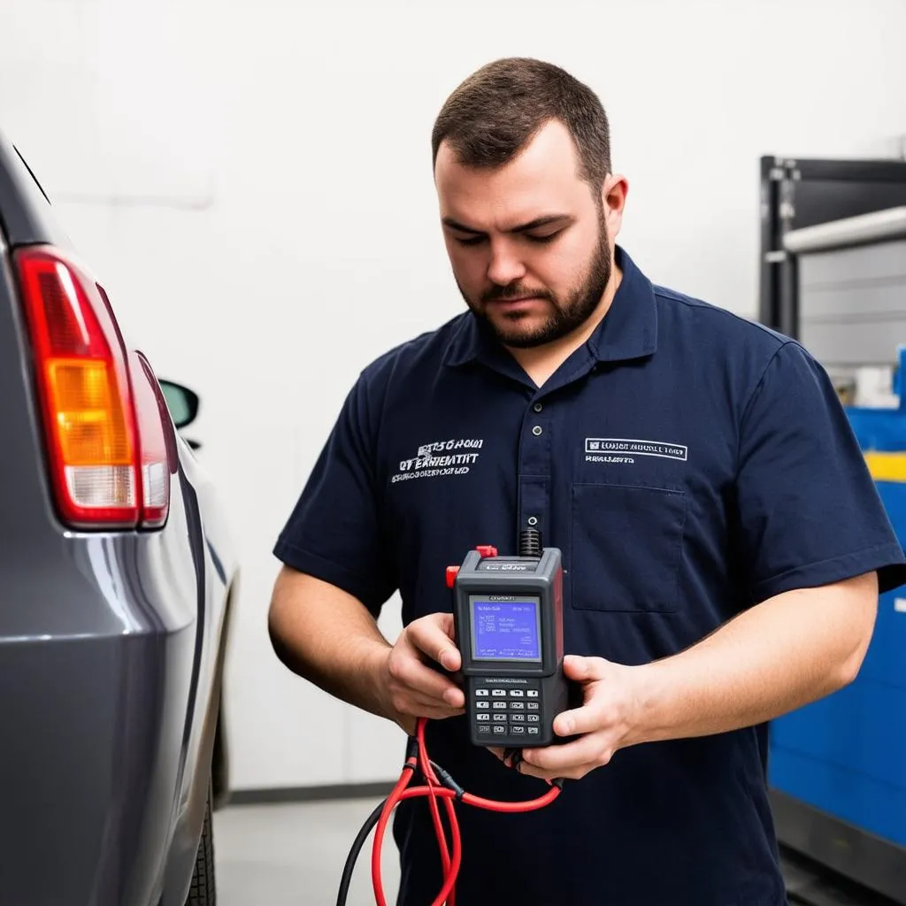 Mechanic Using an OBD Scanner