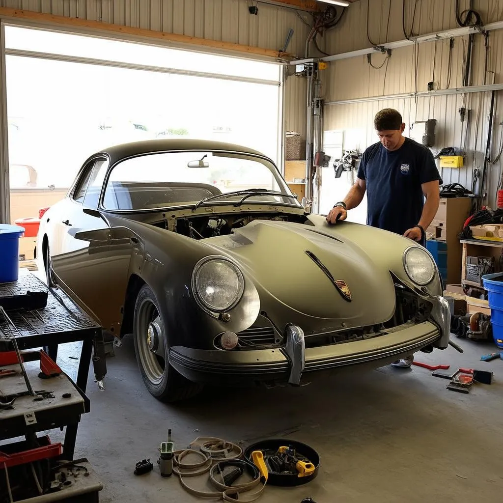 Porsche 356 kit car during assembly