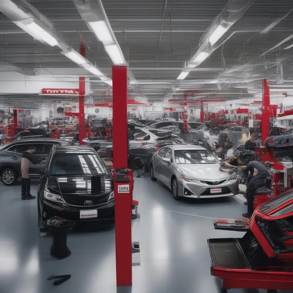 Busy Toyota service center