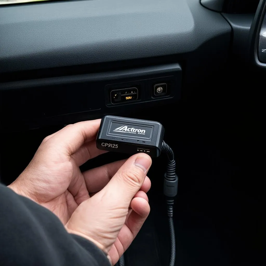 Actron CP9125 connected to car's OBD II port