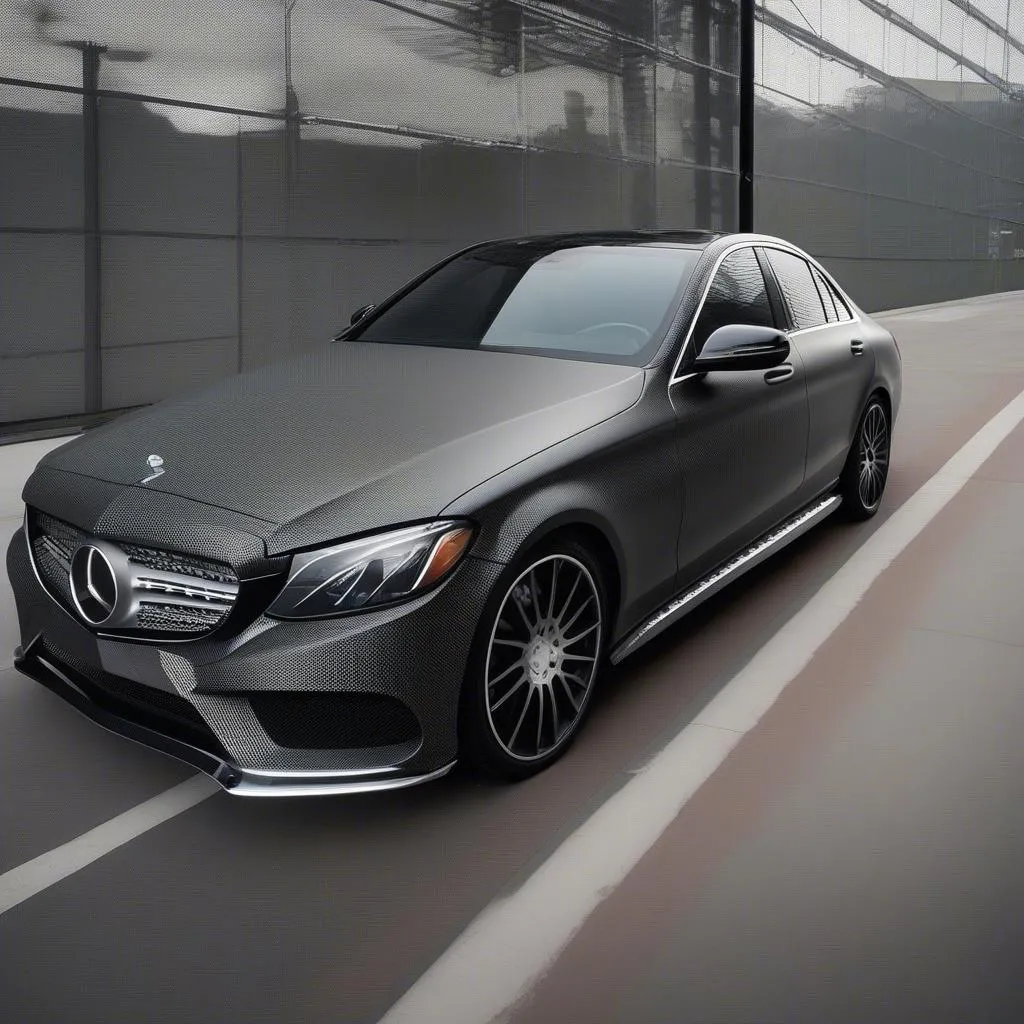 Mercedes-Benz C-Class with an aluminum mesh grill