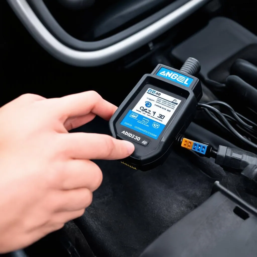 Ancel AD310 OBD II Scanner Connecting to Car