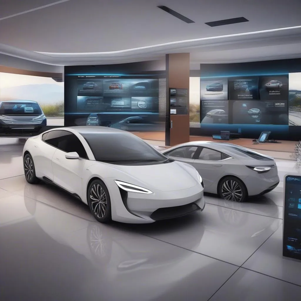 Car dealership showcasing advanced technologies