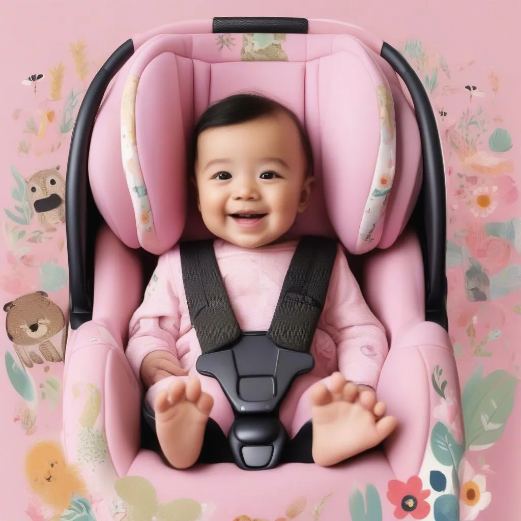 Baby in Pink Car Seat