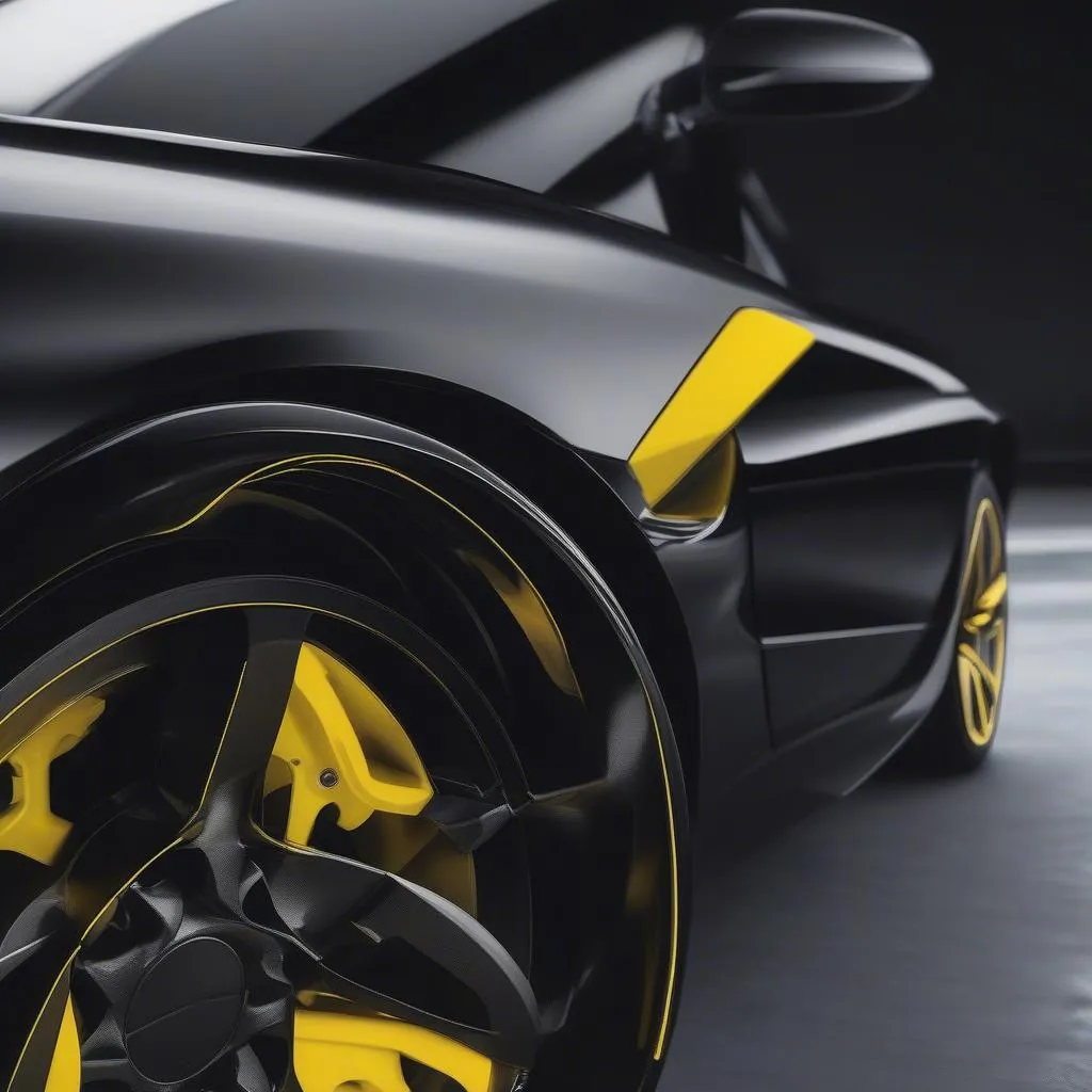 Black Car With Yellow Calipers