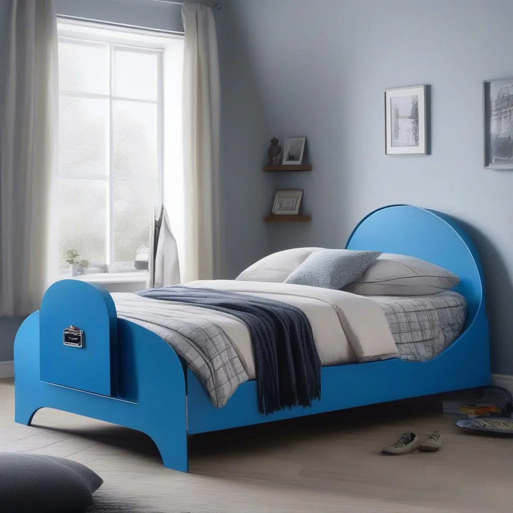 blue-car-bed-frame-with-headboard