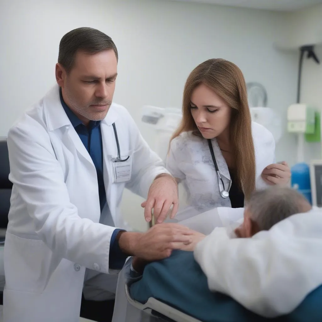 Doctor examining a patient at BMC