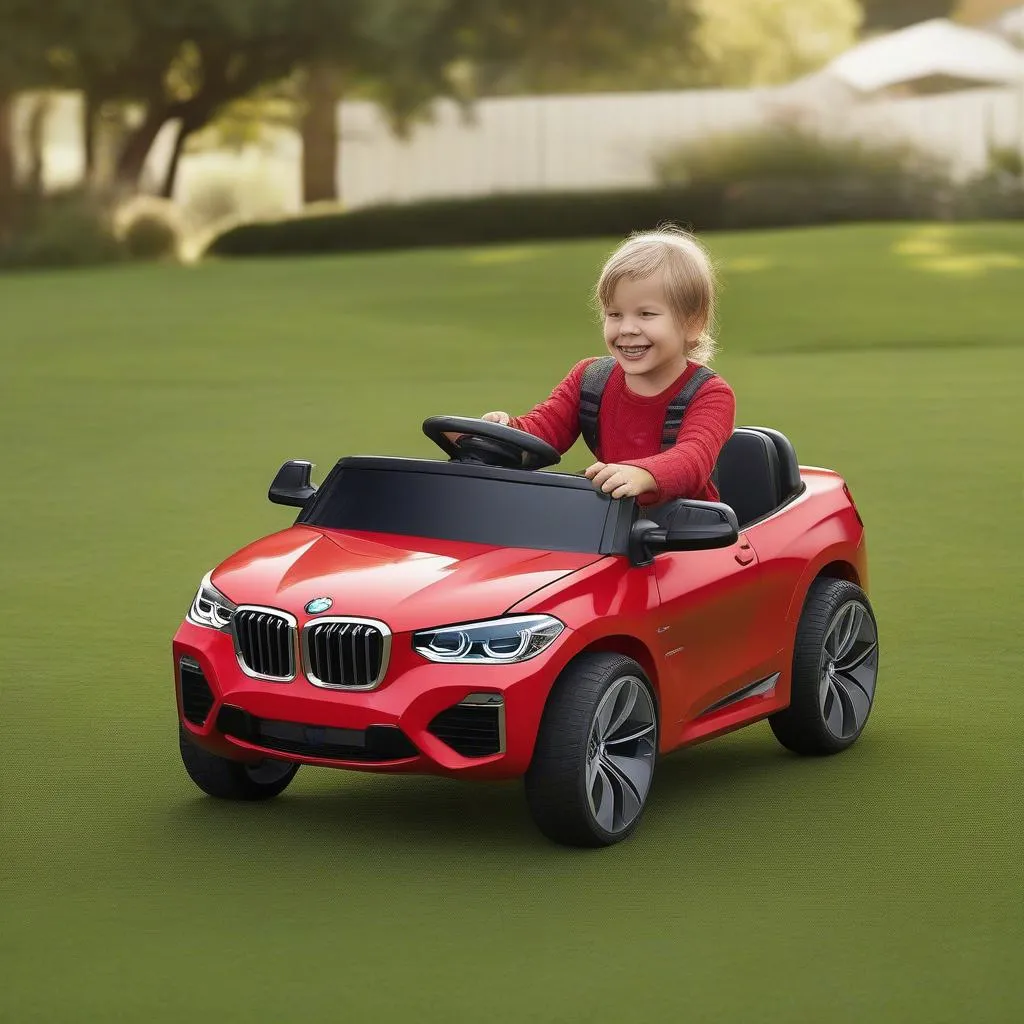 BMW Ride-On Cars: Child playing with a BMW ride-on car