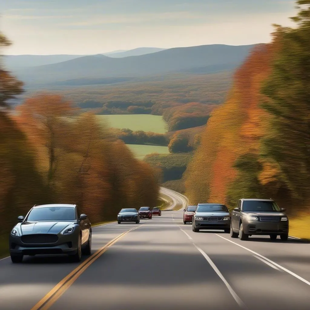 British cars on the road in New England