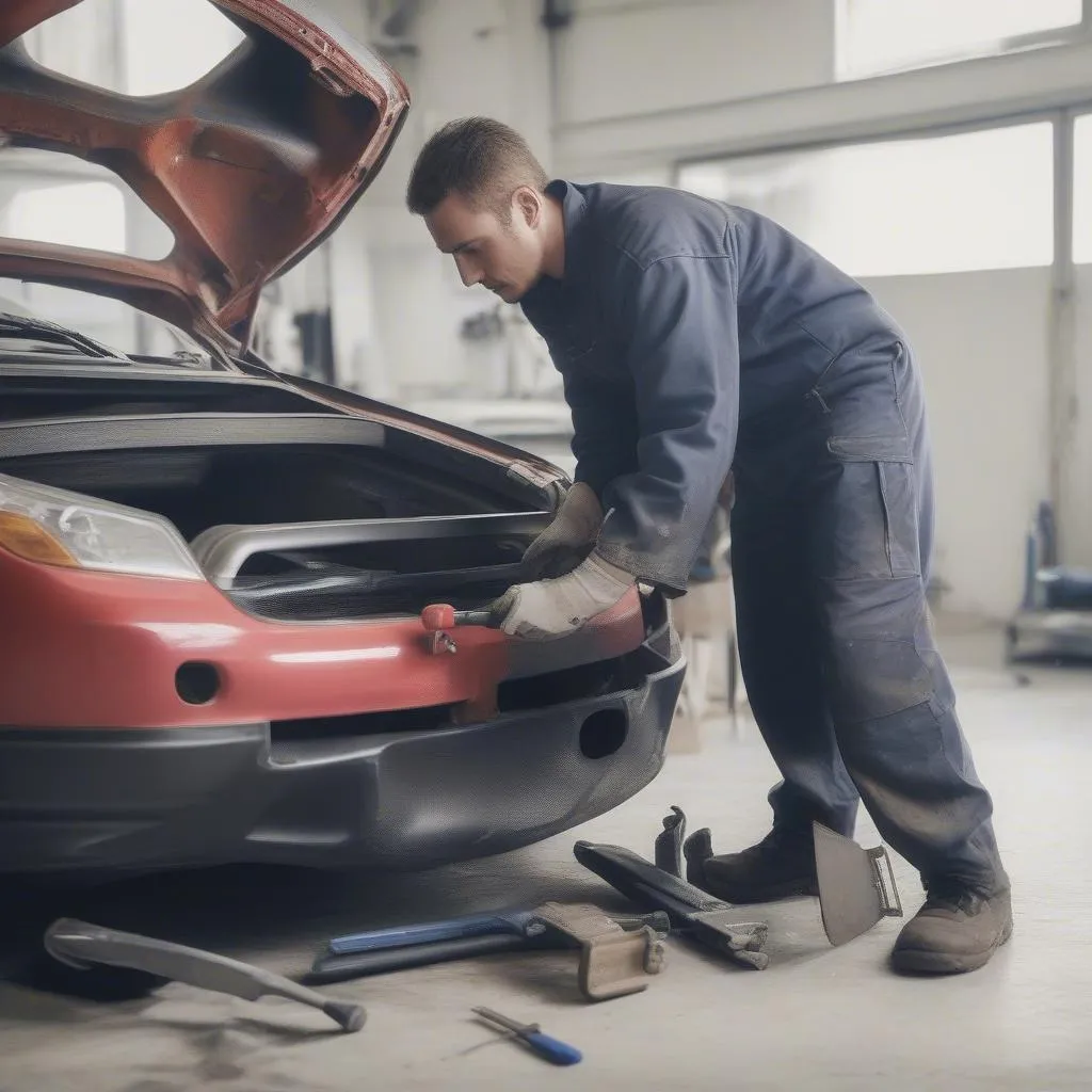 Repairing a car door bumper