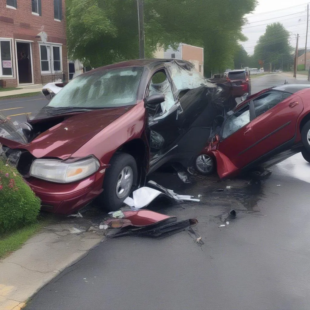 A car accident on a busy street in Hanover, PA