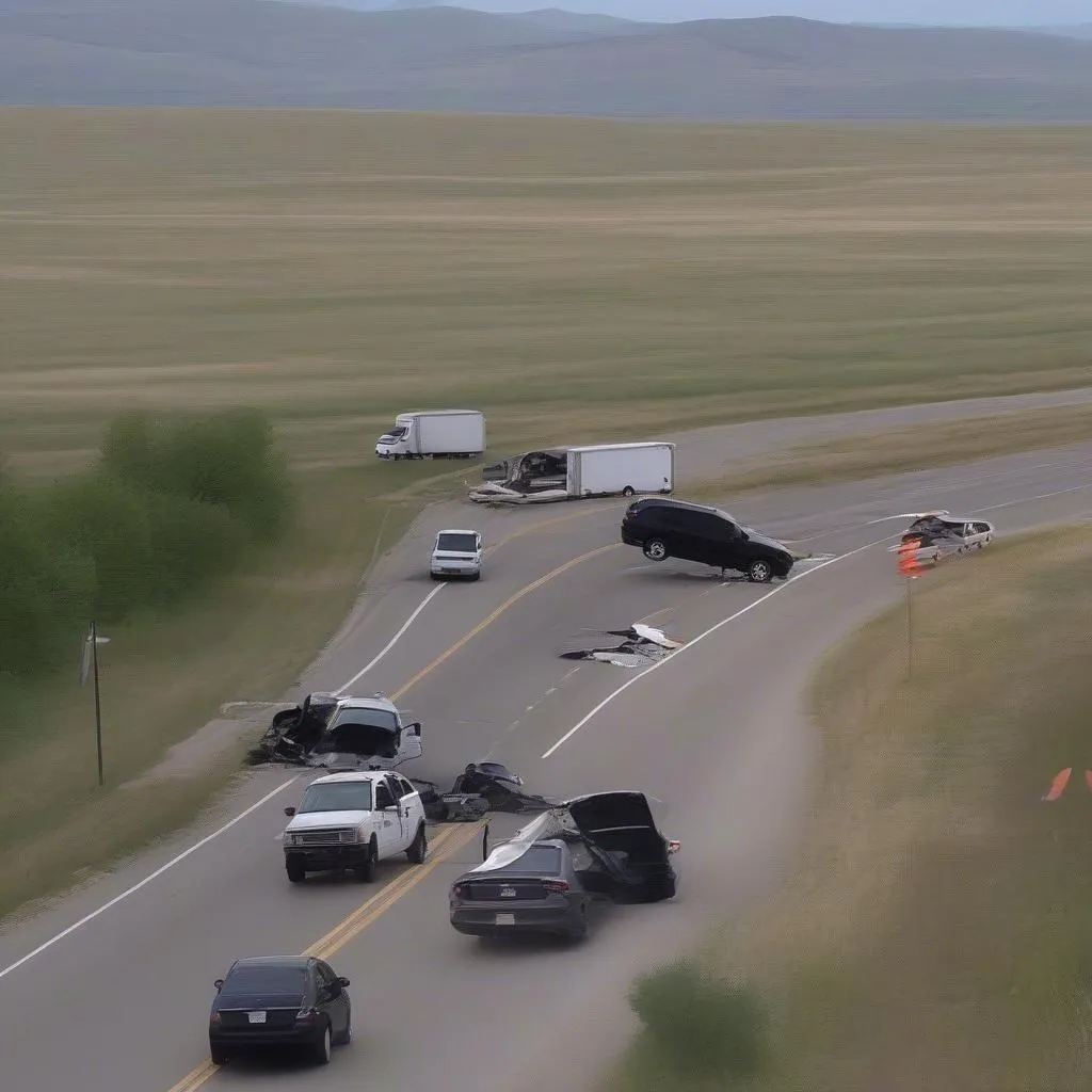 Car Accident Scene in Joliet, MT