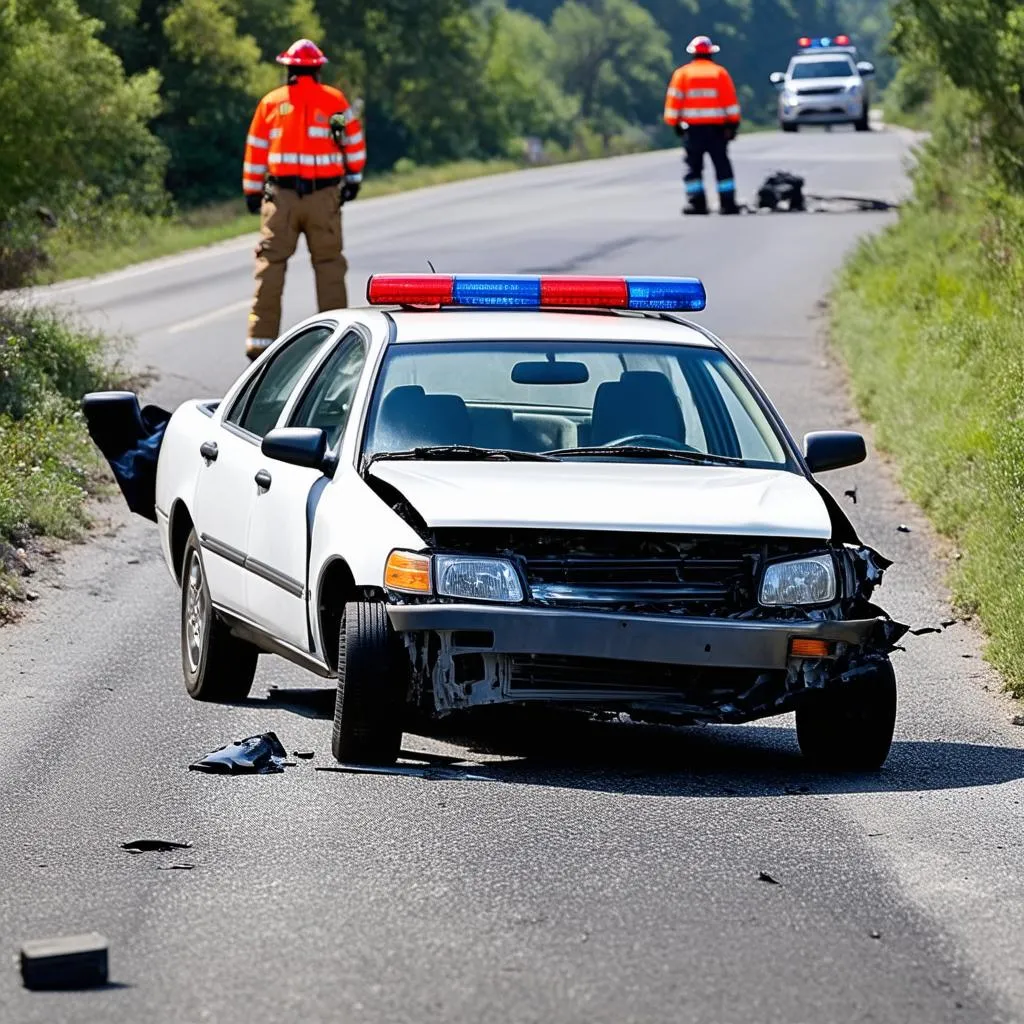 Aftermath of a car accident in Southbury, CT