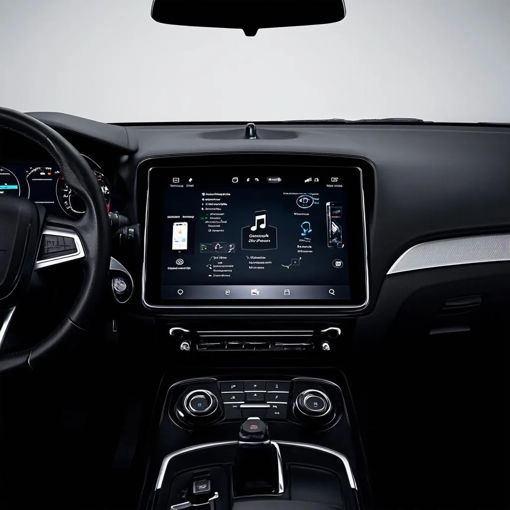 Modern car dashboard with integrated smart technology