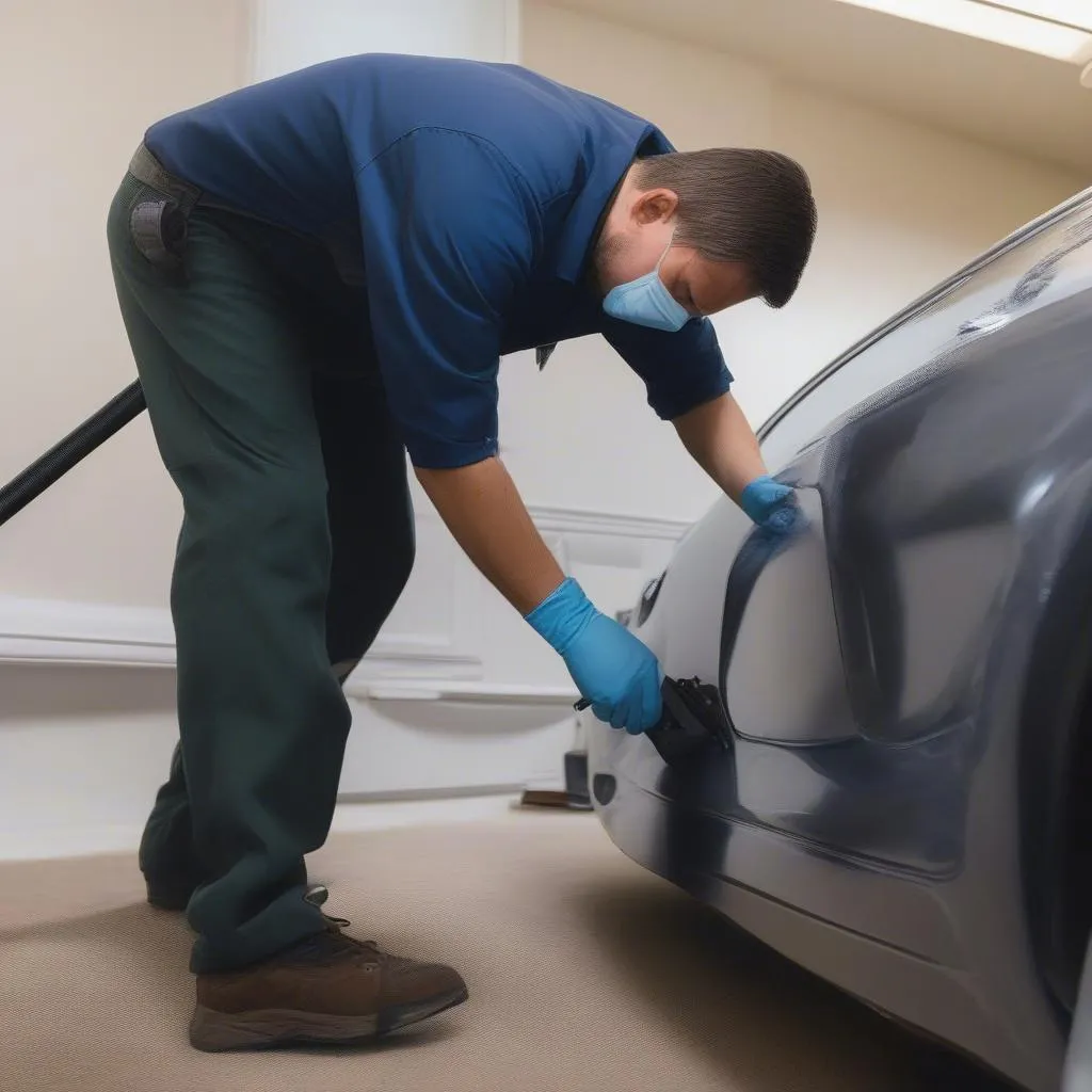 A Professional Pest Control Technician Inspecting a Car for Bed Bugs in San Francisco, California