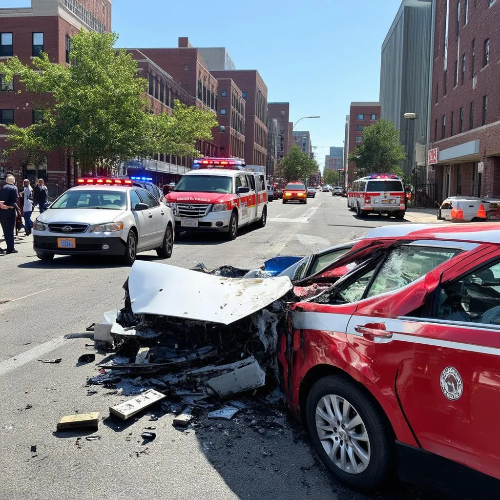 Car Crash on a Busy Street in Union City