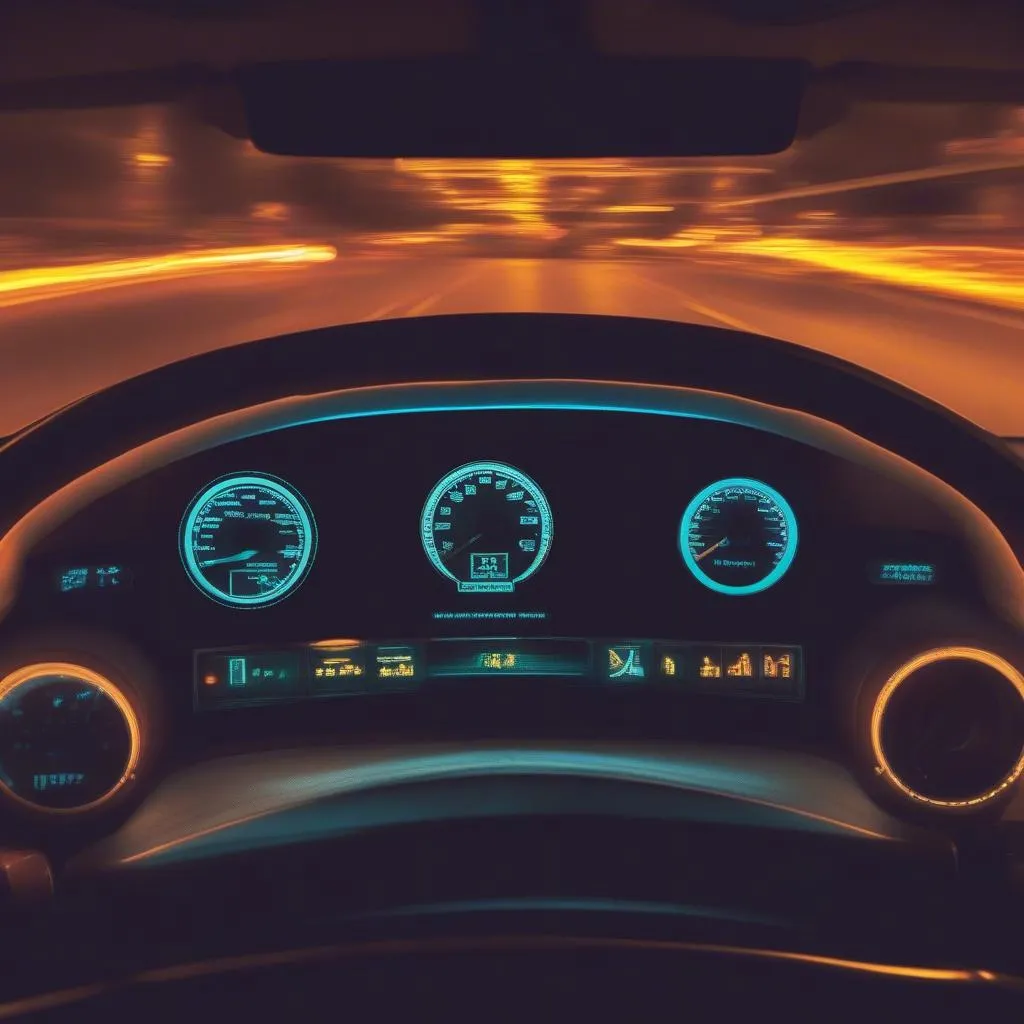 Car Dashboard with Check Engine Light