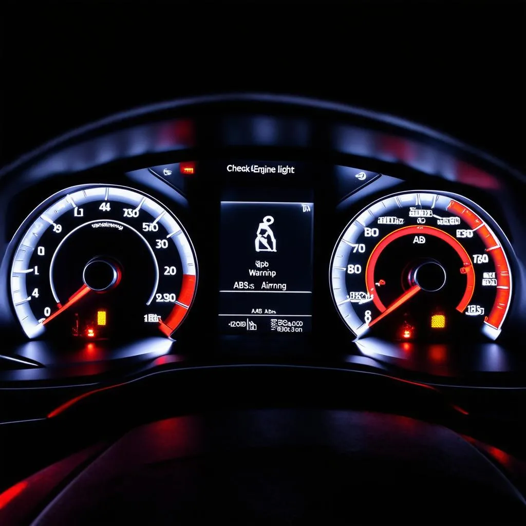 Car Dashboard with Warning Lights 