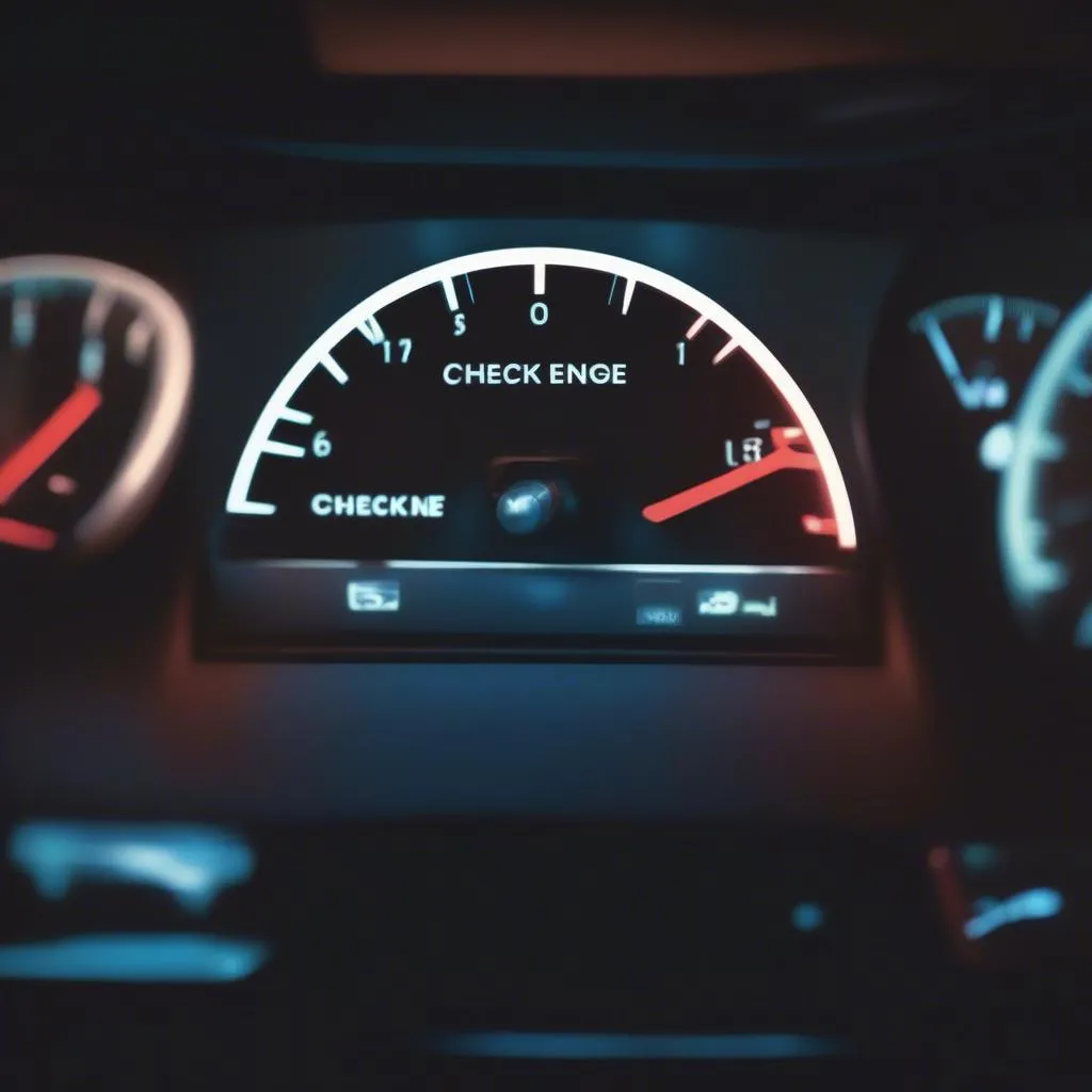 Car Dashboard with Check Engine Light