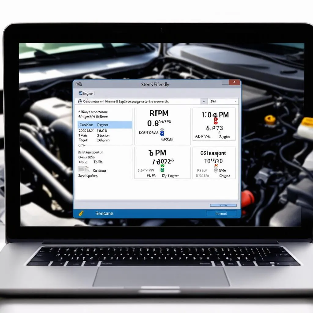 Car Diagnostic Software Displayed on a Laptop